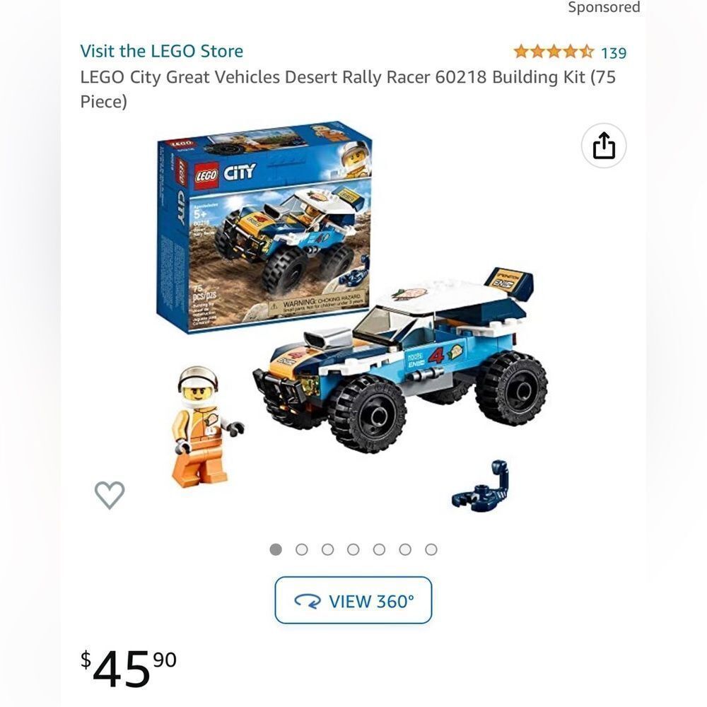 LEGO City Great Vehicles Desert Rally Racer 60218 Building Kit (75 Piece)